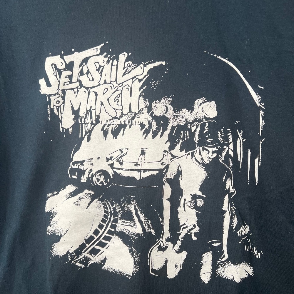 Set Sail At March Band Graphic T-Shirt Men's L Very Dark Navy Blue